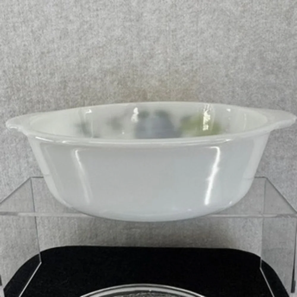 Vintage Fire King Fruit Pattern 2 QT Milk Glass Casserole Dish with Lid